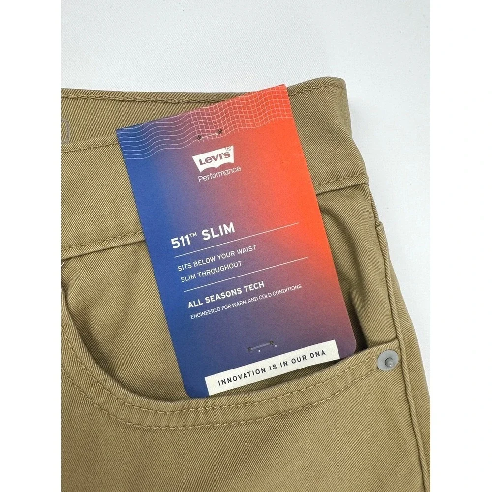 Levis 511 Slim Fit All Seasons Performance Pants Harvest Gold Brown 34x32
